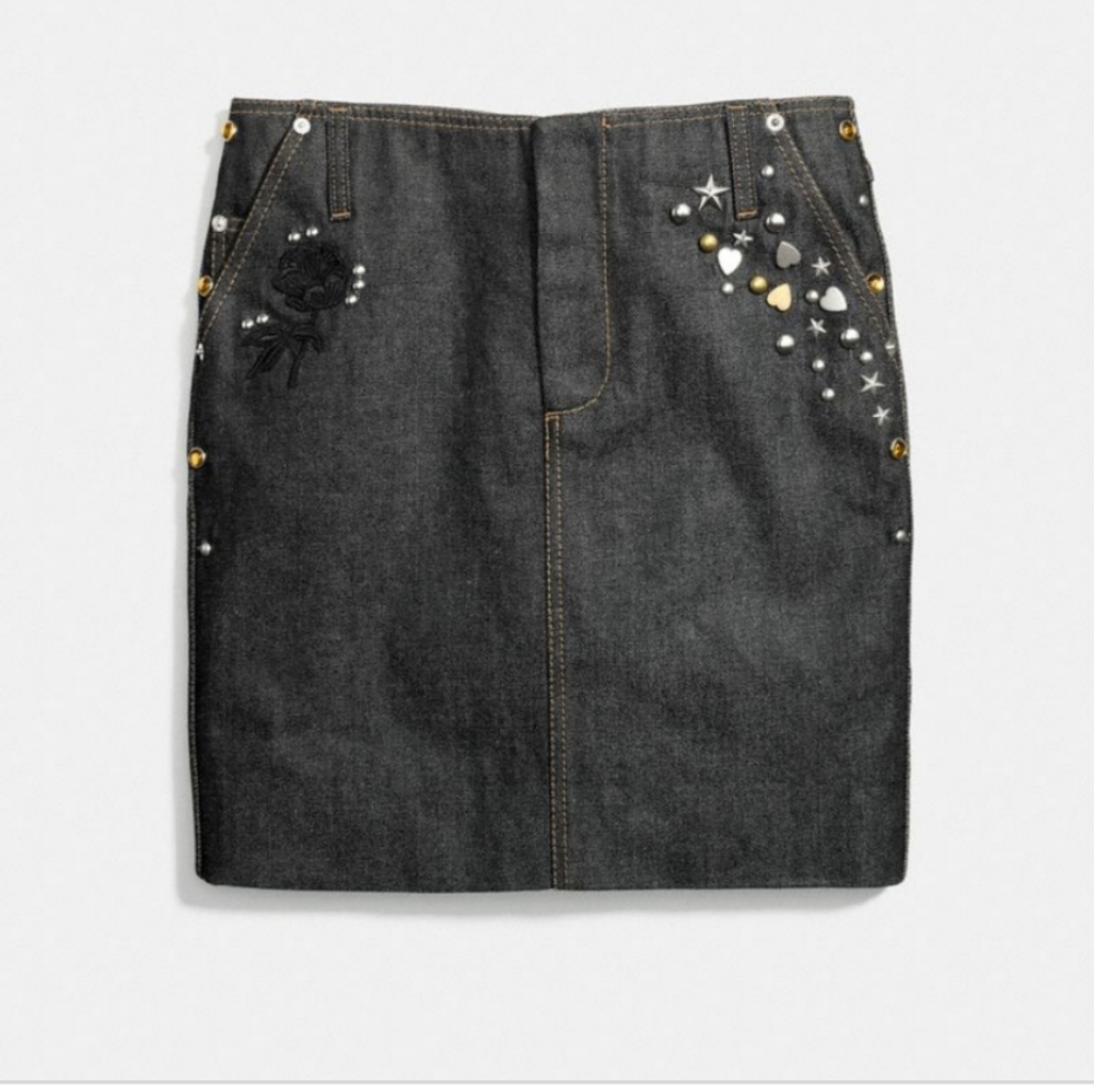Coach 1941 custom black denim size 6 mini skirt